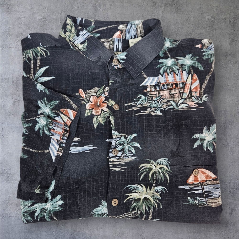 Batik Bay Island Beach Bar Button Front Hawaiian Shirt Size XLT Men's i42
